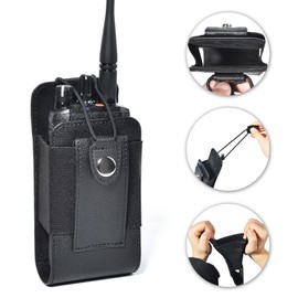 YNIBST Universal Duty Belt Radio Holster Leather Walkie Talkie Pouch for Motorola Baofeng Midland Handheld Two Way Radio