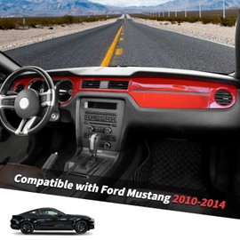 Jimen for 2010-2014 Ford Mustang Center Console Dash Panel Dashboard Cover Interior Trim Accessories (Red)