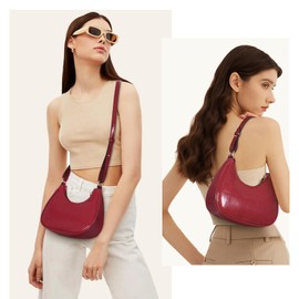 HiTotes Crescent Bag Crossbody Bag for Women Red Bag Y2K Shoulder Bag Faux Leather Hobo Bag Red Handbag Dumpling Bag Half Moon Bag