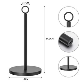 Kitchen Roll Holder – Black Stainless Steel Paper Towel Holder Stand, Free Standing Black Roll Holder for Kitchen Countertop, Bathroom, Bar & Outdoor Use, Fits Standard & Large Rolls