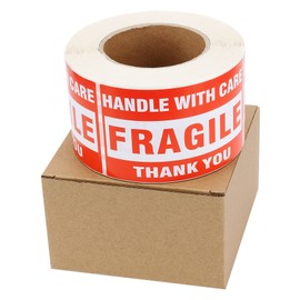 [1 Roll, 500 Labels] 3" x 5" Fragile Stickers Handle with Care Warning Packing/Shipping Labels - Permanent Adhesive