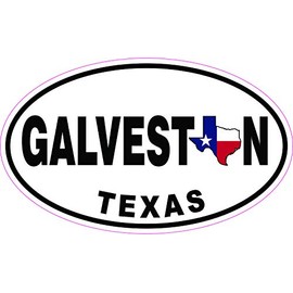 StickerTalk Oval Galveston Texas Vinyl Sticker, 5 inches by 3 inches