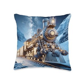Fantasy Steam Train Winter Throw Pillow
