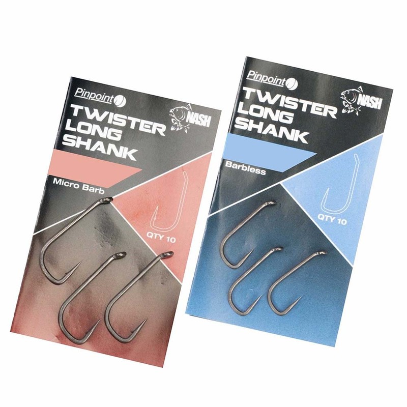 Nash Pinpoint Twister Long Shank Barbless Carp Hooks: 4