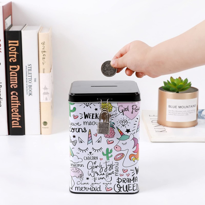 I-TOTAL® Funny Money Box with Padlock and Keys, Metal Money