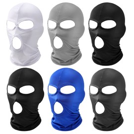 Balaclava Covering Three Holes Full Face Covering Summer Thin Open Face Hood Windproof Motorcycle Face Cover for Hunting Cycling Skiing Outdoor Activities (Multicolor, 6 Pieces)