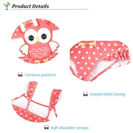 CRAZY GOTEND Girls Swimsuits Cute Owl One Piece Swimwear Ruffle Bathing Suit for Kids 6-7Years