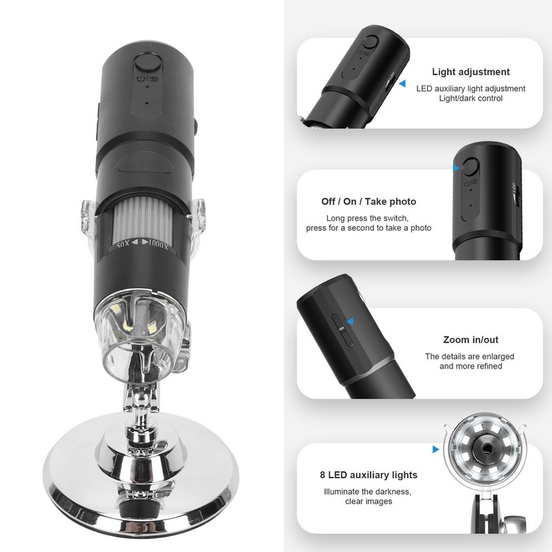 Portable Microscope USB 50X‑1000X Magnification 640x480P Resolution 360 Degree Rotatable