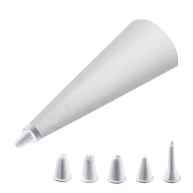 Westmark Spritzbeutel-Set/Dressiersack, Mit Adapter und 5 Tüllen, 7-tlg., Länge: 28 cm, Beschichtetes Leinen/Kunststoff, Weiß, 30862260