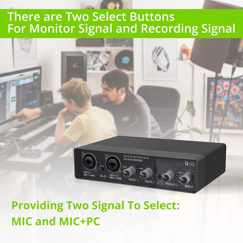 USB Audio Interface, LiNKFOR 2i2 Audio Interface for PC 24