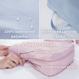 TIANZONG 2 Pack Compression Packing Cubes for Suitcases, Luggage Organizer Bags Set for Travel (Medium, Pink)