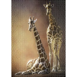 Ulmer Puzzleschmiede - Giraffe Love Puzzle - Original Animal Portrait as 1000 Pieces Wildlife Puzzle - The Giraffe Couple Poses for the Together Photo in the Style of a Couple Photography