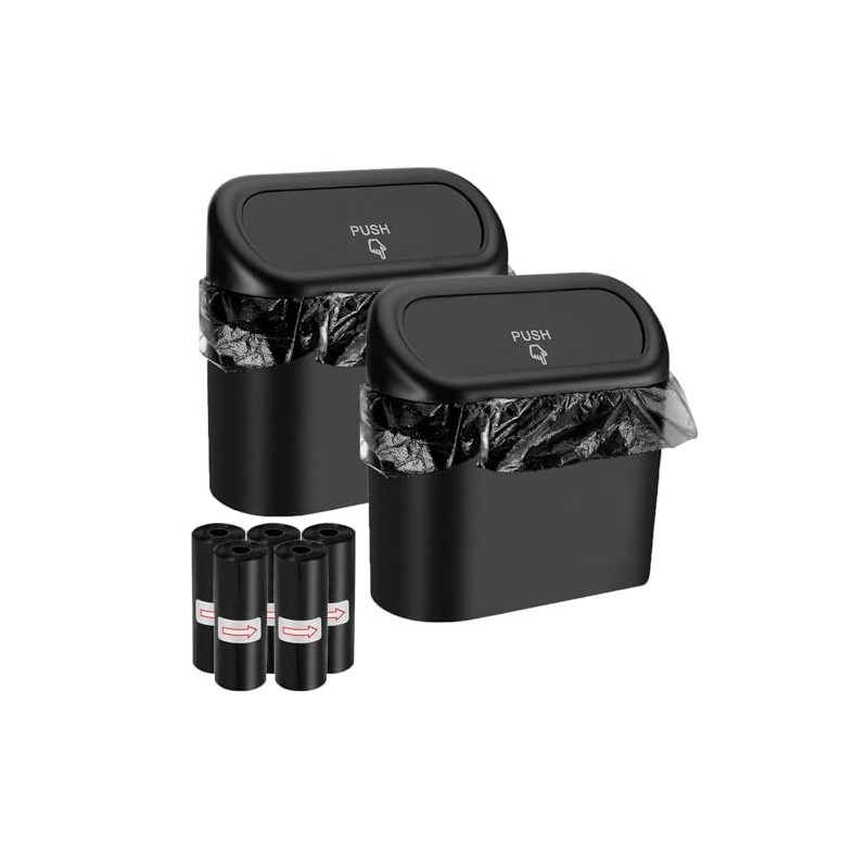 2 Cubo de Basura para Coche con Tapa, Mini Bote