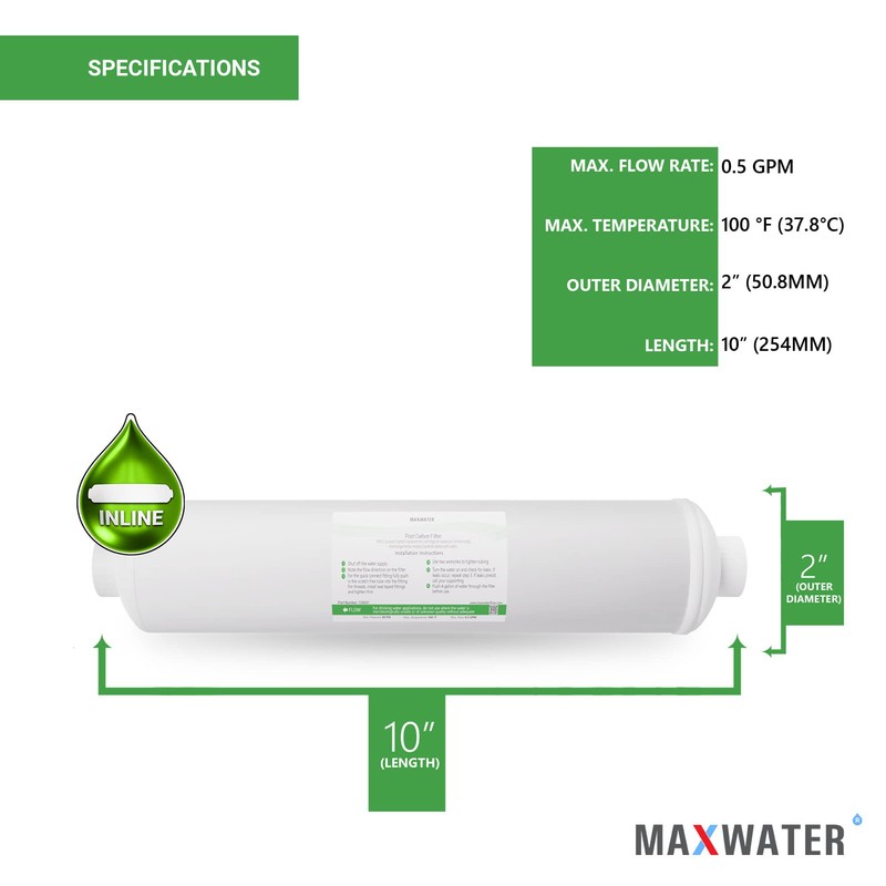 Post Activated Carbon Water Filter Replacement – 5 Micron Inline
