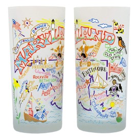 catstudio Maryland Drinking Glass | Geography Inspired Artwork Printed on a Frosted Cup