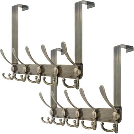 WEBI Over The Door Hooks,Door Hanger,Triple Door Hooks for Hanging,Over The Door Towel Rack,Door Coat Hanger,Over Door Coat Rack for Clothes,Towels,Behind Bathroom,Bronze,2 Packs