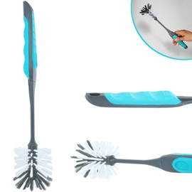 com-four® 3-Piece Washing Up Brushes and Scrubbing Brush Set - Dish Brush with Suction Cup - Round Scrubbing Brush for Tableware - Long Scrubbing Brush for Floor and Walls