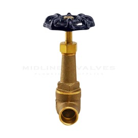 MIDLINE VALVE 65343 Long Bonnet Stop Valve, Lead Free 1/2 in. Sweat Connections, Brass