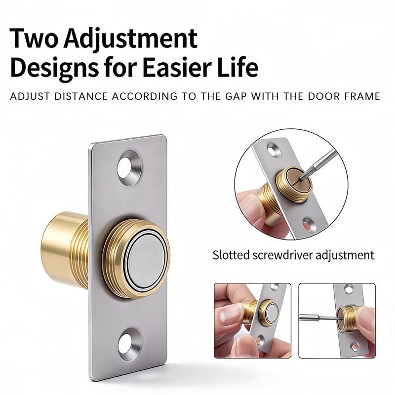Elfthloo Adjustable Magnetic Door Ball Catch Silver, 2 Pack