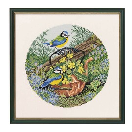 MARUSSIA Eva Rosenstand Cross Stitch Kit Blue Tit / Cauldron Counted Pattern 30 x 30 cm