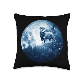 Rottweiler Dog Shirts and Gifts Rottweiler Moon Mom Dad Women Men Dog Lovers Throw Pillow, 16x16, Multicolor