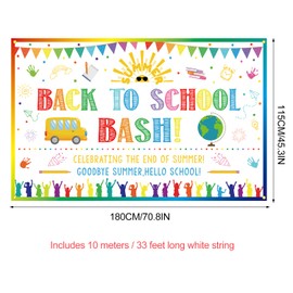 Back to School Bash Backdrop Banner End of Summer Back to School Decoration First Day of School Backdrop Preschool Kindergarten Classroom Party Background Decoration Photo Booth Props White