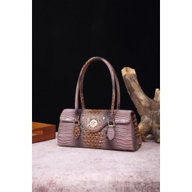 Makcr Joacbv Leather Crocodile Pattern Top Handle Handbag for Women High-value Satchel Tote Purse for Ladies