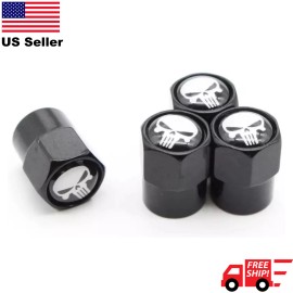Riley Express 4x Wheel Tire Caps Air Valve Stem Cover For Truck, Bike, Car, Bicycle Punisher