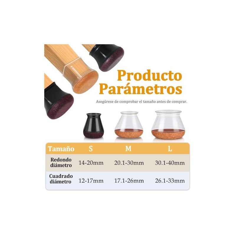 Ansible 16 Protectores para Patas de Sillas, Antideslizantes para Muebles