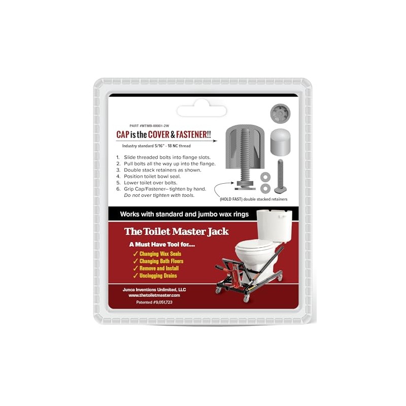 Metal Toilet Master Bolts Tool-Free Toilet Bolt and Cap System