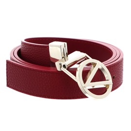 VALENTINO Roof Plaque Buckle Belt W75 Rosso Scuro/Oro - Can be Shortened, Rosso Scuro / Oro