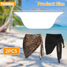2Pcs Short Sarong, 2 Colors Beach Short Sarong for Women, Chiffon Swimwear Short Sarong Skirt Short Sarong Bikini Short Sarong Swimwear Cover Up Skirt Cover Ups for Beach Party