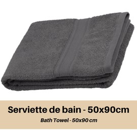 Lovely Casa - Bath Towel - Size 50 x 90 cm - 100% Organic Cotton - Anthracite Colour - Lagoon Model - Bath Linen - Wash at 40 cm