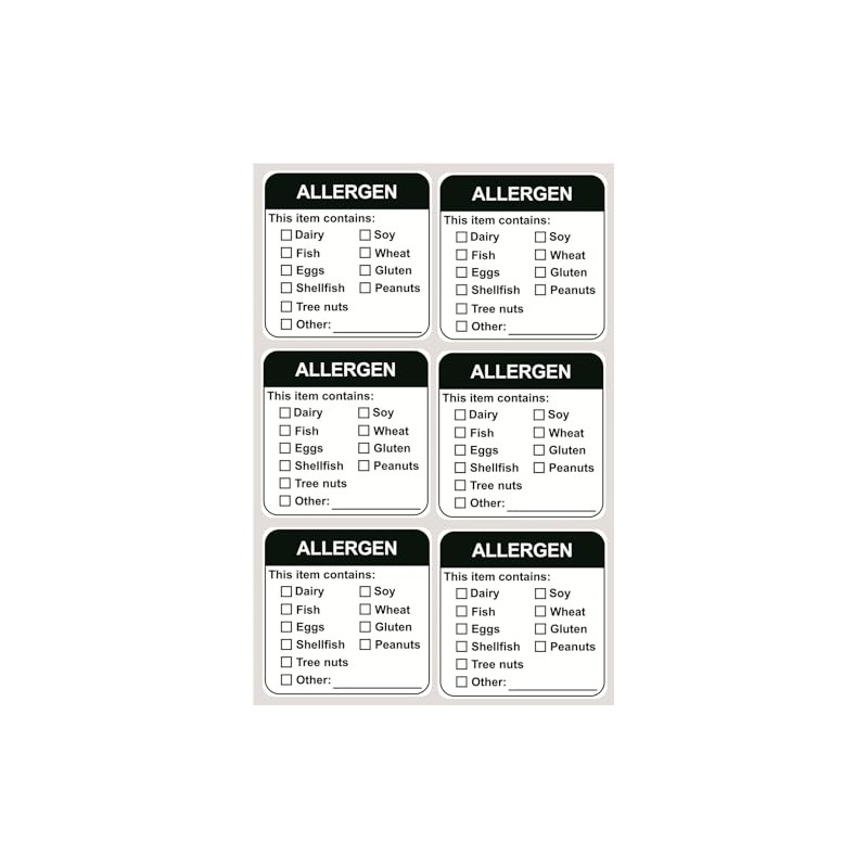 Allergen Warning Label Stickers,2inch 300pcs Food Allergy Warning Sticker for