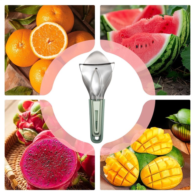 Mango Cutter and Peeler,3X Portable Fruit Cutter Pit Remover |