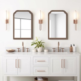 WallBeyond Wood Bathroom Mirrors for Wall Mounted, 20" x 30" Rustic Wood Frame Wall Mirrors Decorative for Living Room or Bedroom Vanity Mirror (Walnut)