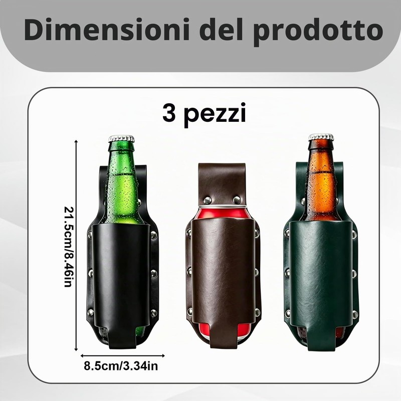 3 pezzi porta birra, cintura in pelle, per gli amanti