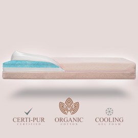 Organic Cotton Breathable Dual-Sided Crib Mattress | 2-Stage Premium Memory Foam CertiPUR-US Hypoallergenic Baby Mattress, Firm Support for Infant, Cooling Gel for Toddler, Waterproof & Washable Cover