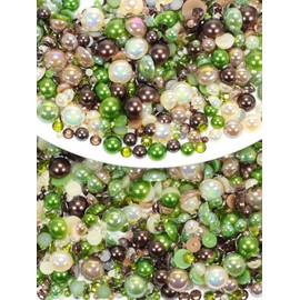 Rhinova 70g Mix Pearls and Rhinestones for Crafting, Sizes Range 3mm-10mm Pearl Beads for Bedazzler Rhinestones for Bedazzling Pearls for Crafting Sock Charms Nail Shoe Mugs (Forest Whisper Mix)
