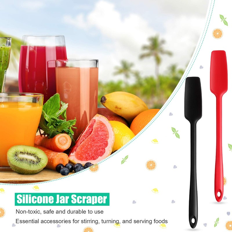 4 Pieces Long Handle Silicone Jar Spatula Kitchen Scraper Spatula
