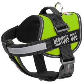 Dogline Unimax Dog Harness Vest with Nervous Dog Patches Adjustable Straps Breathable Neoprene for Identification Training Dogs Girth 15 to 19 in Lime Green