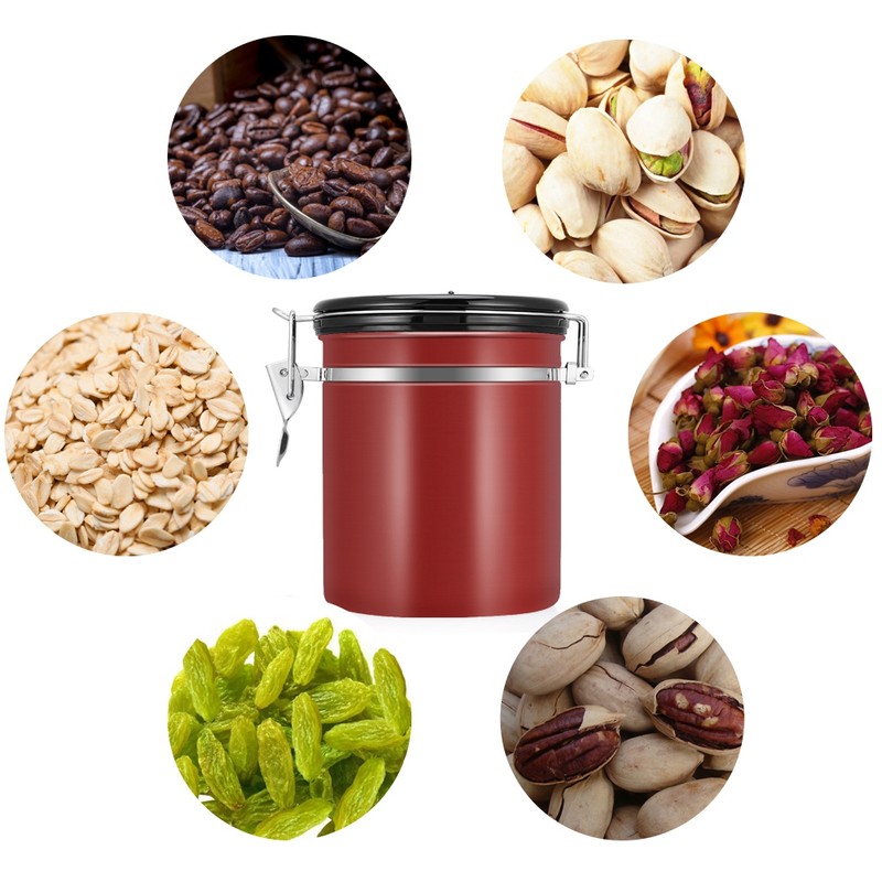 1.5L 304 Stainless Steel Airtight Coffee Beans Container Storage Canister