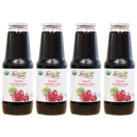 Anna and Sarah 33.8 Oz Organic Red Beet Juice - Glass Bottle (4 Pack) No Sugar Added, No Artificial Colors, No Preservatives, No Flavors Added,NOT from Concentrate