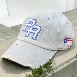 Puerto Rico Distressed Dad Hats Metal Buckle:_Light Denim