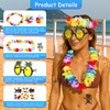LMSHOWOWO Hawaii Necklace Flowers 7 Pieces Hawaiian Flower Necklace Set