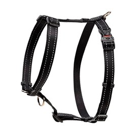 Rogz Arnés Reflectante Ajustable H para Perros Grandes; Collar y Correa a Juego Disponibles, Negro