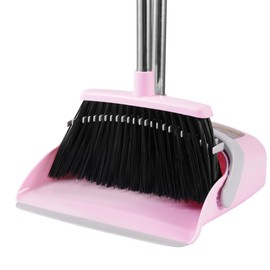 BSKLIN Broom and Dustpan Set, Outdoor Broom with Dust pan for Home Commercial Cleaning Supplies Angle Broom with Long Handle Perfect for Courtyard Garage Street