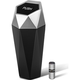 HOTOR HOTOR Car Trash Can with Lid - 1 Pack, Mini Essential Car Accessories for Interior, Leakproof Car Garbage Can with 16 Attached Trash Bags, Multipurpose Car Organizers and Storage,Sliver