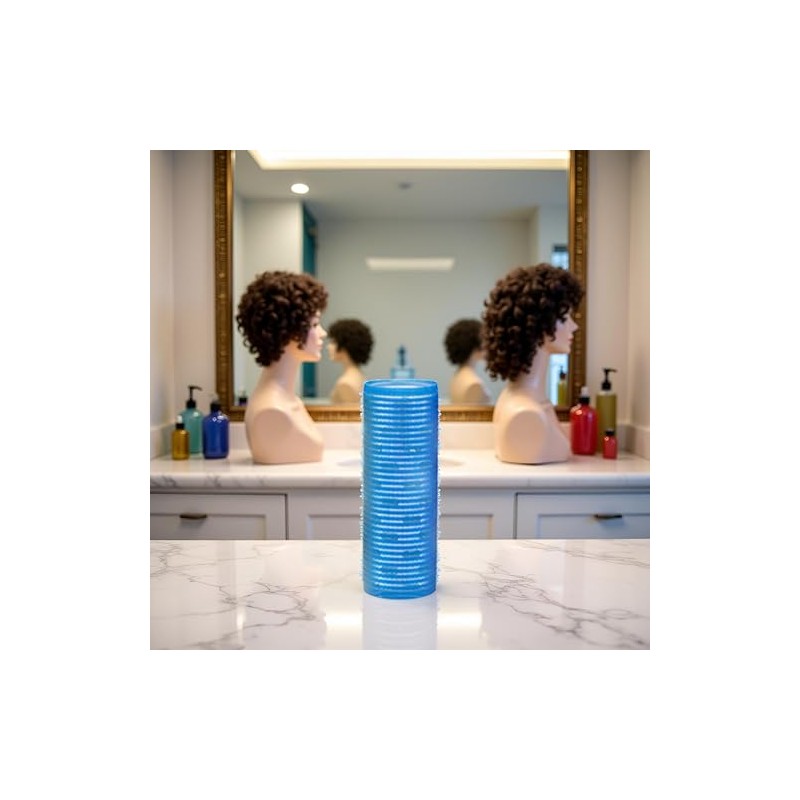 Blue Self Grip Hair Rollers, Heatless Hair Roller Sets with