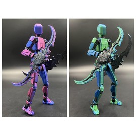 SANSGOUP T13 Dummy Action Figure Set (Assembly Completed), 3D Printed Multi-Jointed Movable Titan 13 Lucky 13 Mobile Robot, Nova 13 Action Figures Desktop Decorations for Game Lovers Toy (Purple Blue